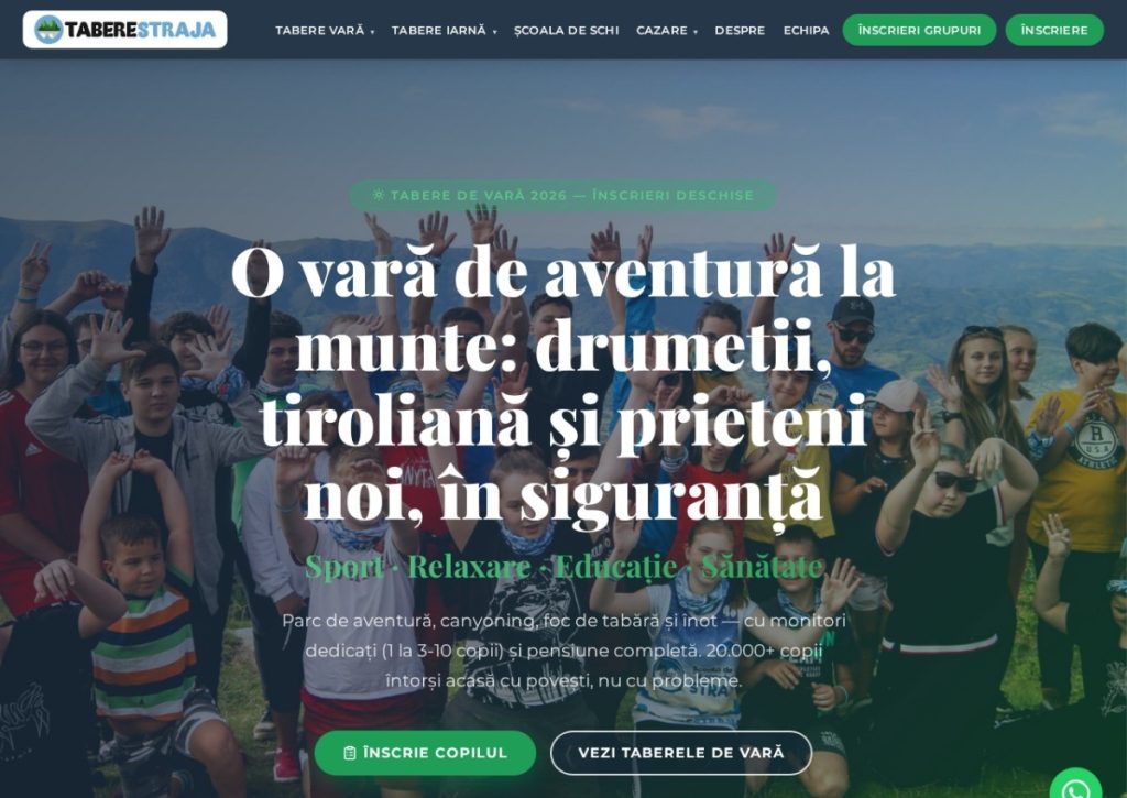 Tabere Straja — site nou de tabere pentru copii, realizat de Flade Creative