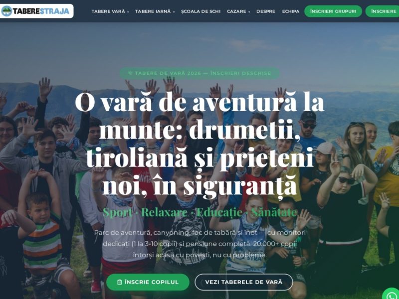 Tabere Straja — site nou de tabere pentru copii, realizat de Flade Creative